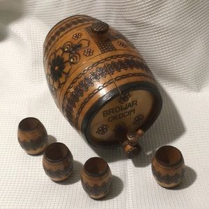 Miniature Vintage Oak Wine Barrel.